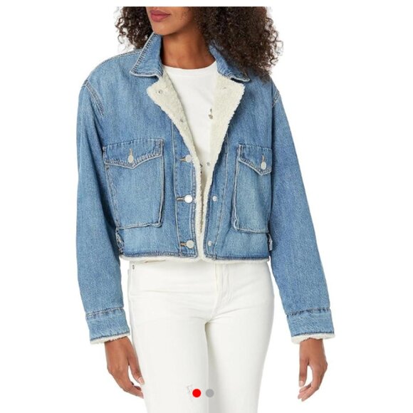 NEW BlankNYC Crash Course fur lining Jacket cotton denim 1225 3s2 - Picture 2 of 9